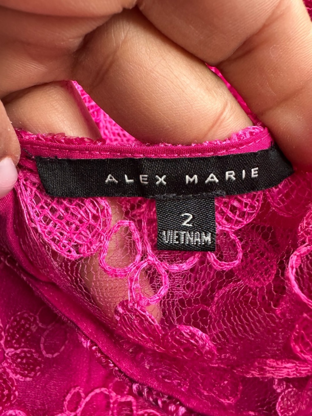 Alex Marie Pink Lace Floral Dress Sz 2 Embroidered Sequin Party Cocktail Dress - Picture 10 of 10